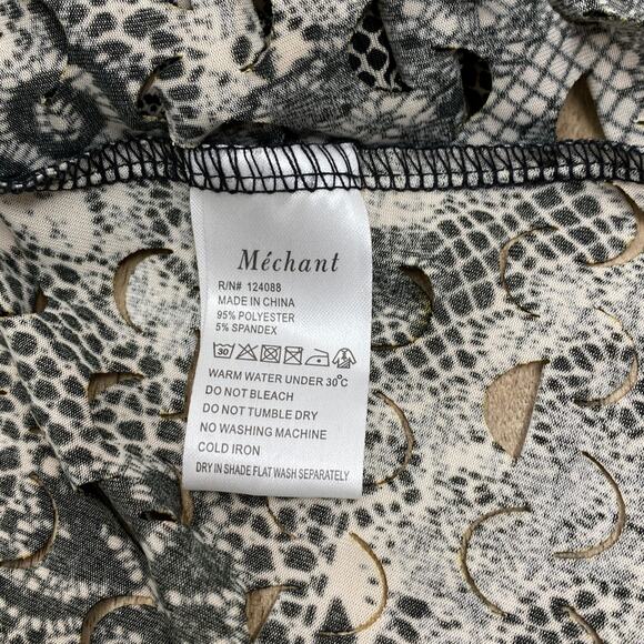 MECHANT Layering Cut Out Bell Sleeve Mini Little Black White Dress Size S - Picture 4 of 12